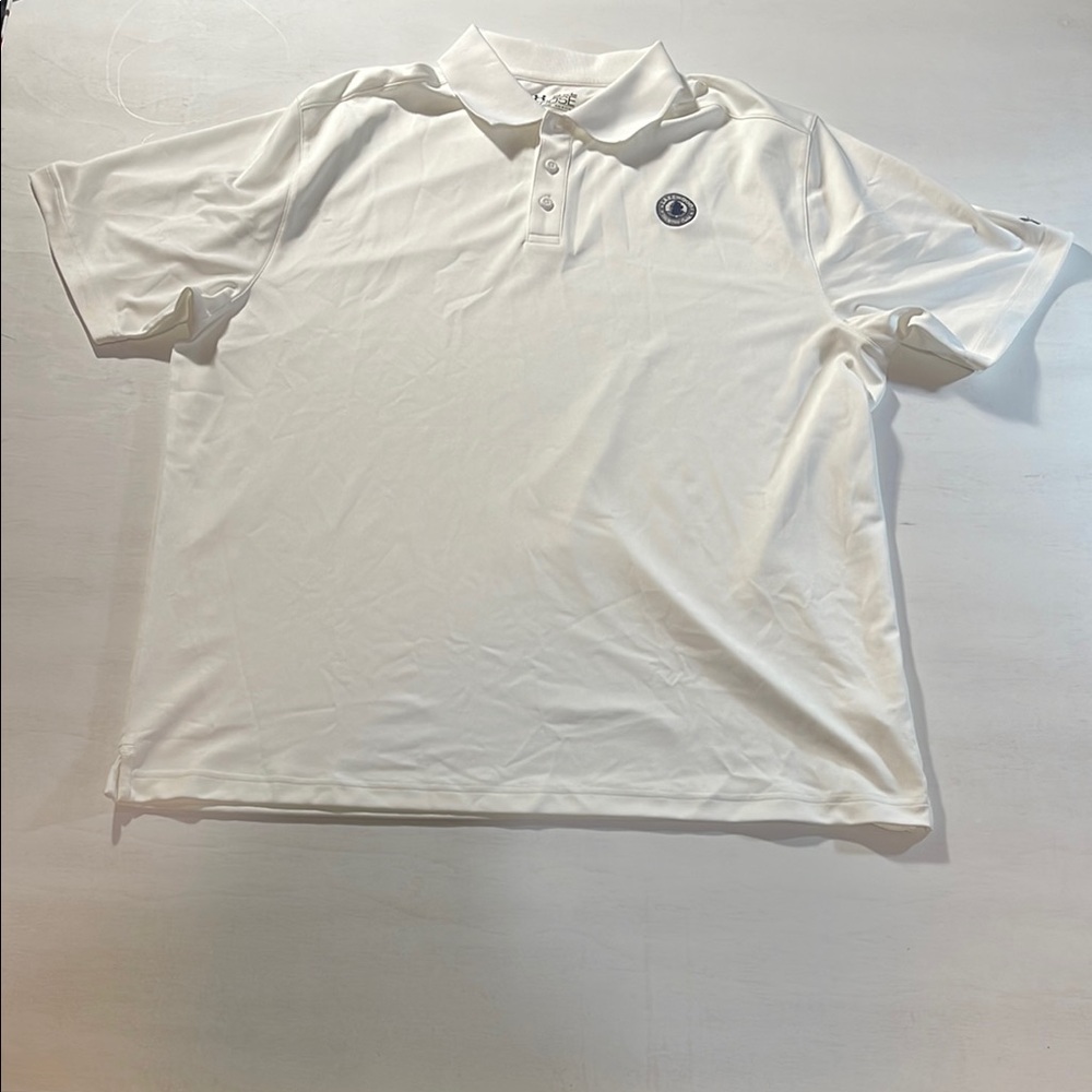 Under Armour Men’s Polo Shirt 2XL White HeatGear Loose Fit Short Sleeve Golf